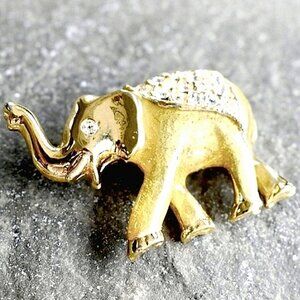 Vintage Gold Rhineston Embellished Elephant Brooch